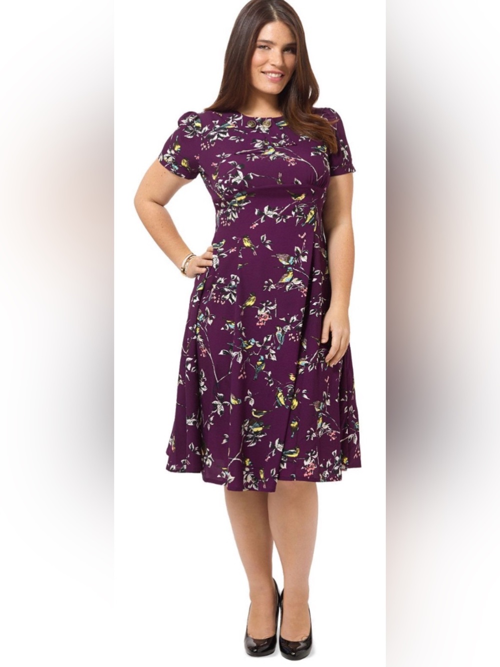 Hell Bunny Aubergine Birdy Dress Size Small - Picture 5 of 17